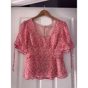 The‎ East Order Womens Floral Pink Short Sleeve Blouse